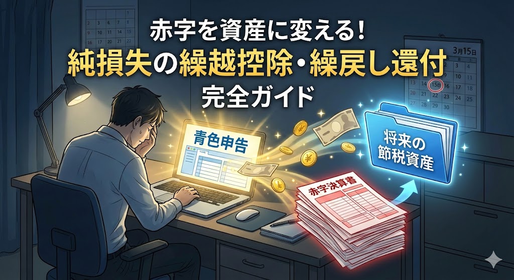 【税理士監修レベル】事業が赤字で落ち込んでいませんか？青色申告なら「純損失の繰越控除」と「繰戻し還付」で、将来の税金を消したり、前年の税金を取り戻せます。赤字を「資産」に変えるための確定申告の手順と条件をわかりやすく解説します。