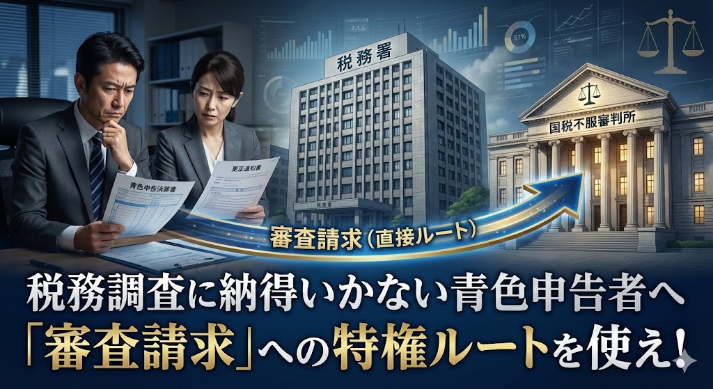 税務署の処分に納得できませんか？青色申告者には「再調査の請求」を飛ばして、国税不服審判所へ直接「審査請求」できる特権があります。税務調査の結果を覆すための手順、メリット、そして成功率を高めるプロの活用法を徹底解説します。